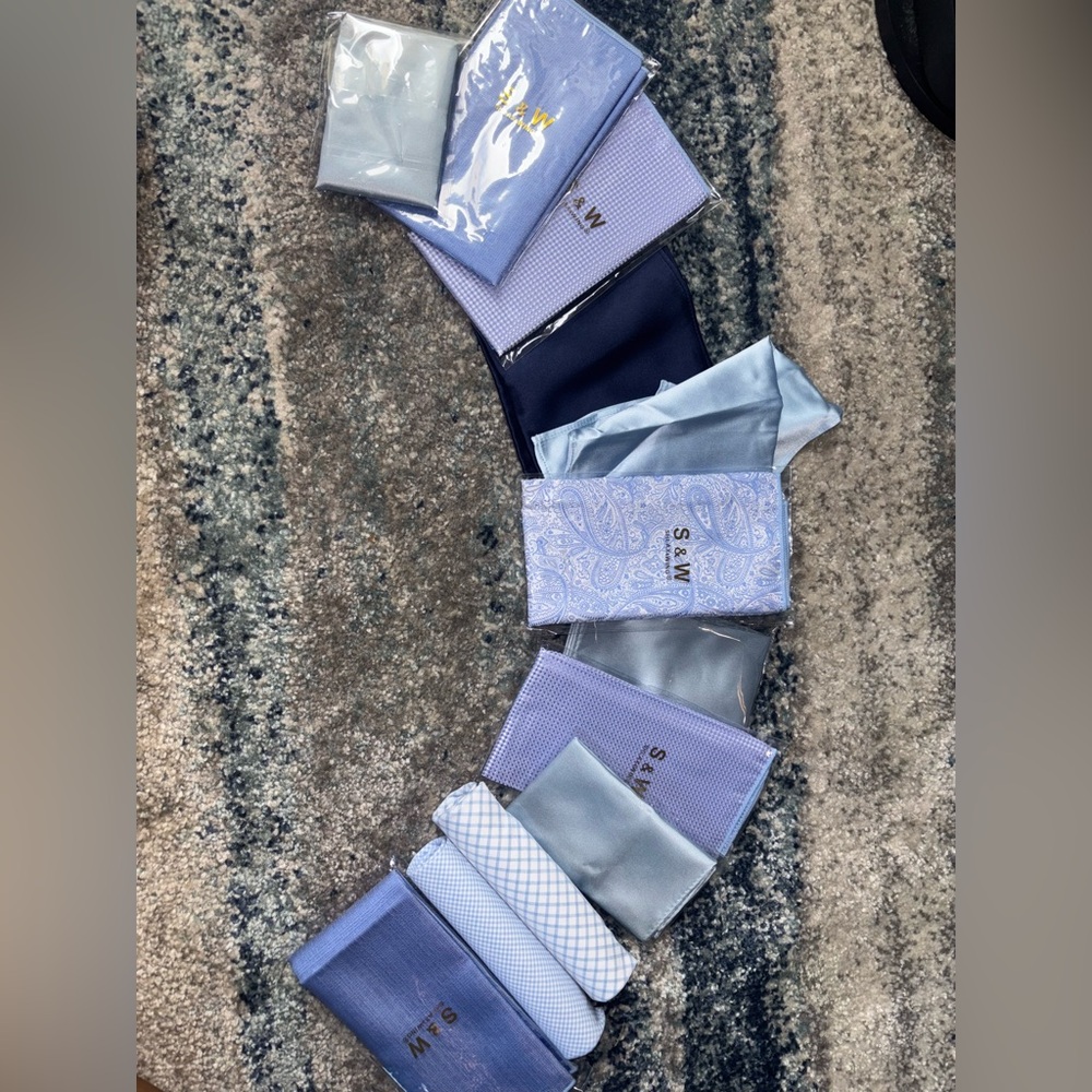 Blue and Gray Pocket Squares Set